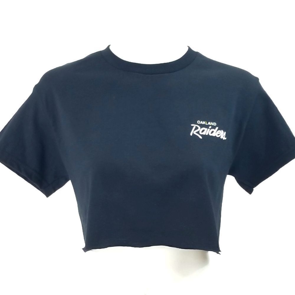 Oakland Raiders Double Script Retro Logo NFL "Cropped" Crop Top Football Tee
